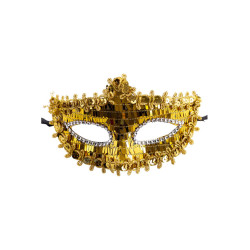 Zlatá škraboška s flitry